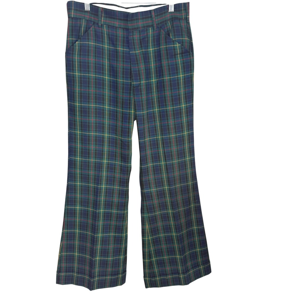 Vintage Levis Panatela Tartan Plaid Flare Leg Pants 70s Retro Unisex Adult 32/30